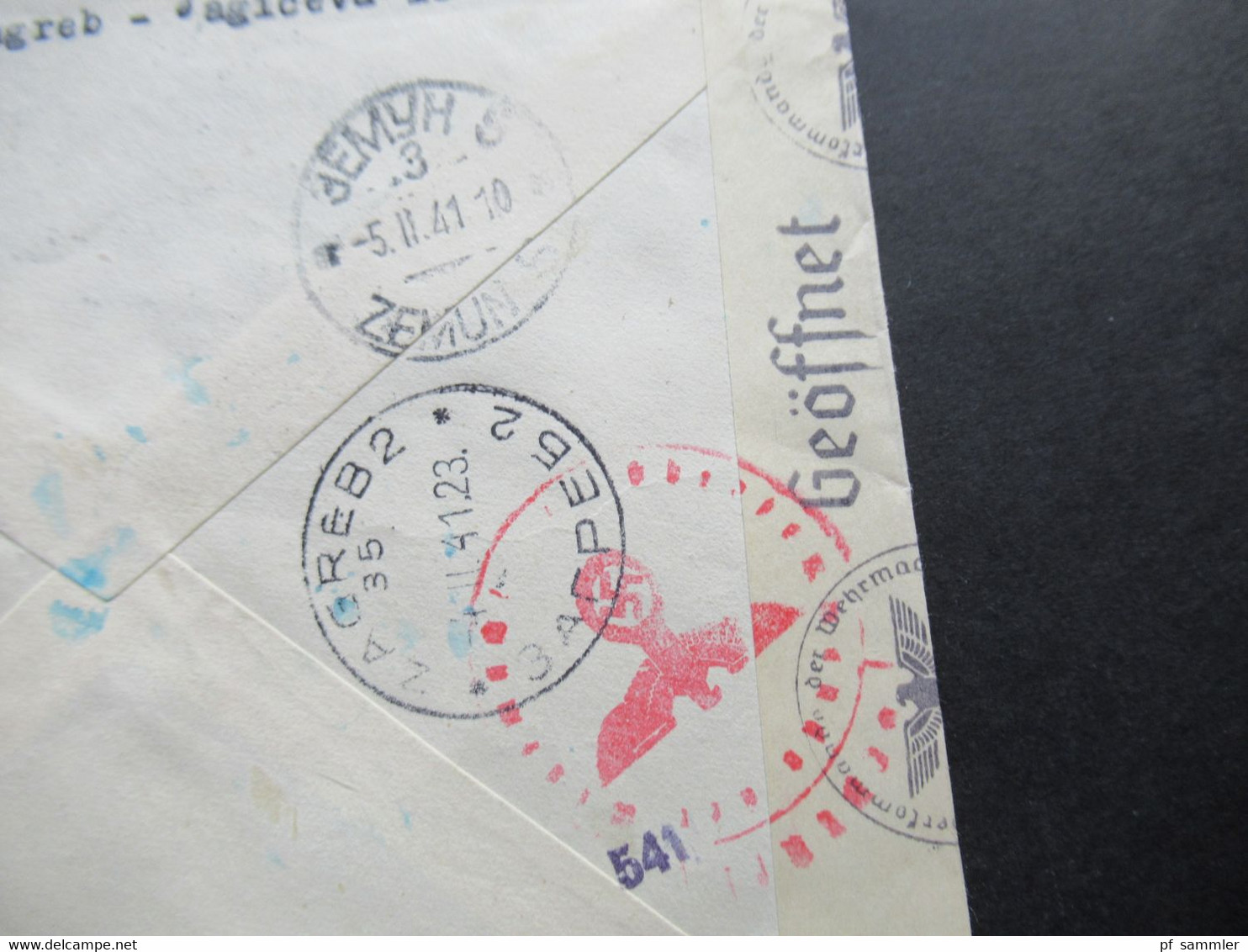 Jugoslawien 1941 Zensurbeleg / OKW Zensur / Mehrfachzensur Luftpost Zagreb An Westphalen & Co. In Hamburg - Lettres & Documents