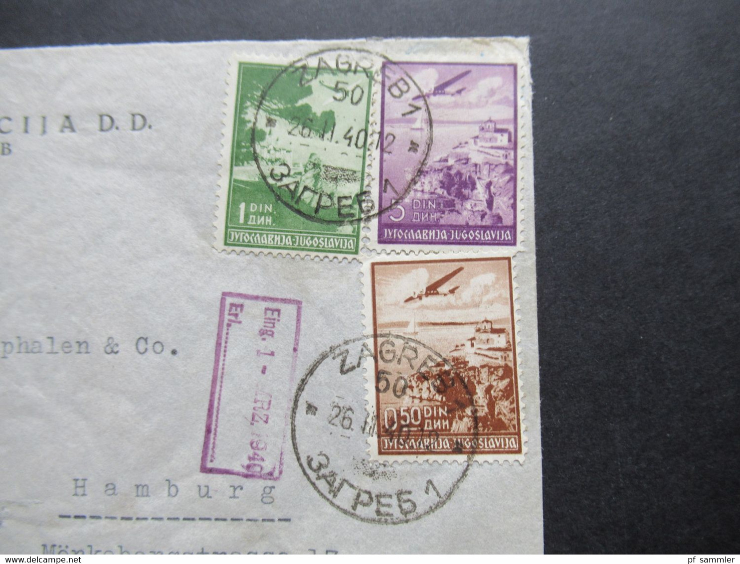 Jugoslawien 1940 Zensurbeleg / OKW Zensur / Mehrfachzensur Luftpost Jugofarmacija D.D. An Westphalen & Co. In Hamburg - Covers & Documents