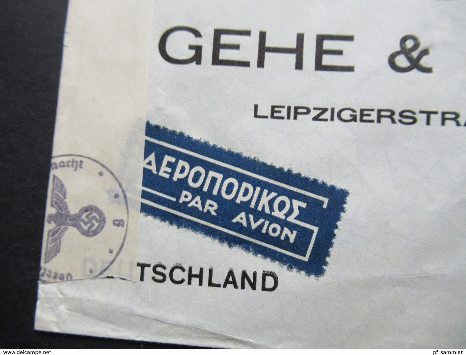 Griechenland 1941 Zensurbeleg / OKW Zensur / Mehrfachzensur Luftpost / Flugpostmarken Geo. Houzouris Thessaloniki - Cartas & Documentos