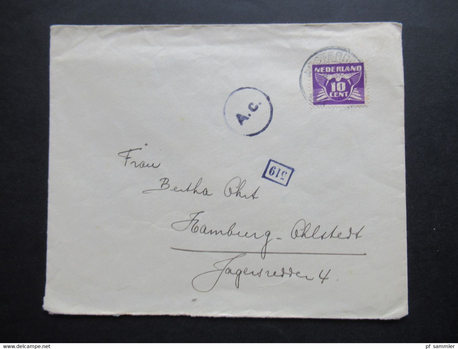 Niederlande 1944 Zensurbeleg / Mehrfachzensur A.c. Brief Von Amsterdam Nach Hamburg - Storia Postale