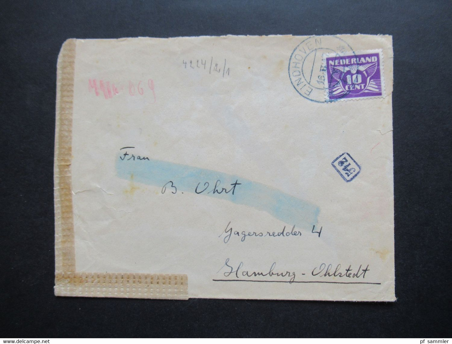 Niederlande 1944 Zensurbeleg / Mehrfachzensur A.c. Brief Von Eindhoven Nach Hamburg Mit Zensurstreifen - Storia Postale