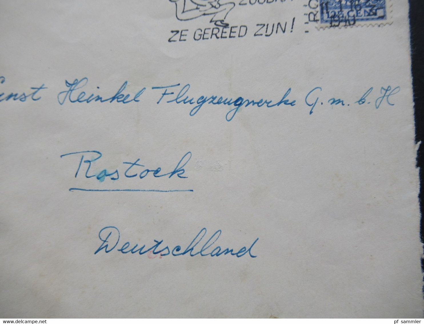 Niederlande 1940 Zensurbeleg Mit Zensurstreifen OKW Geprüft An: Ernst Heinkel Flugzeugwerke In Rostock - Lettres & Documents