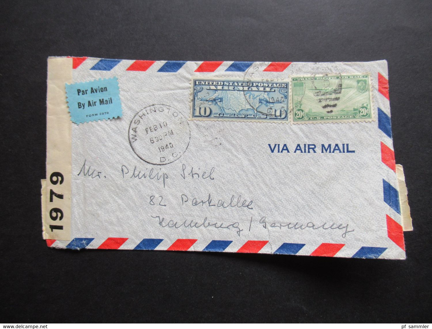 USA 1940 Zensurbeleg Air Mail OKW Mehrfachzensur Mit Flugpostmarken Nr. 400 Und Landkarte Nr. 300 MiF - Cartas & Documentos