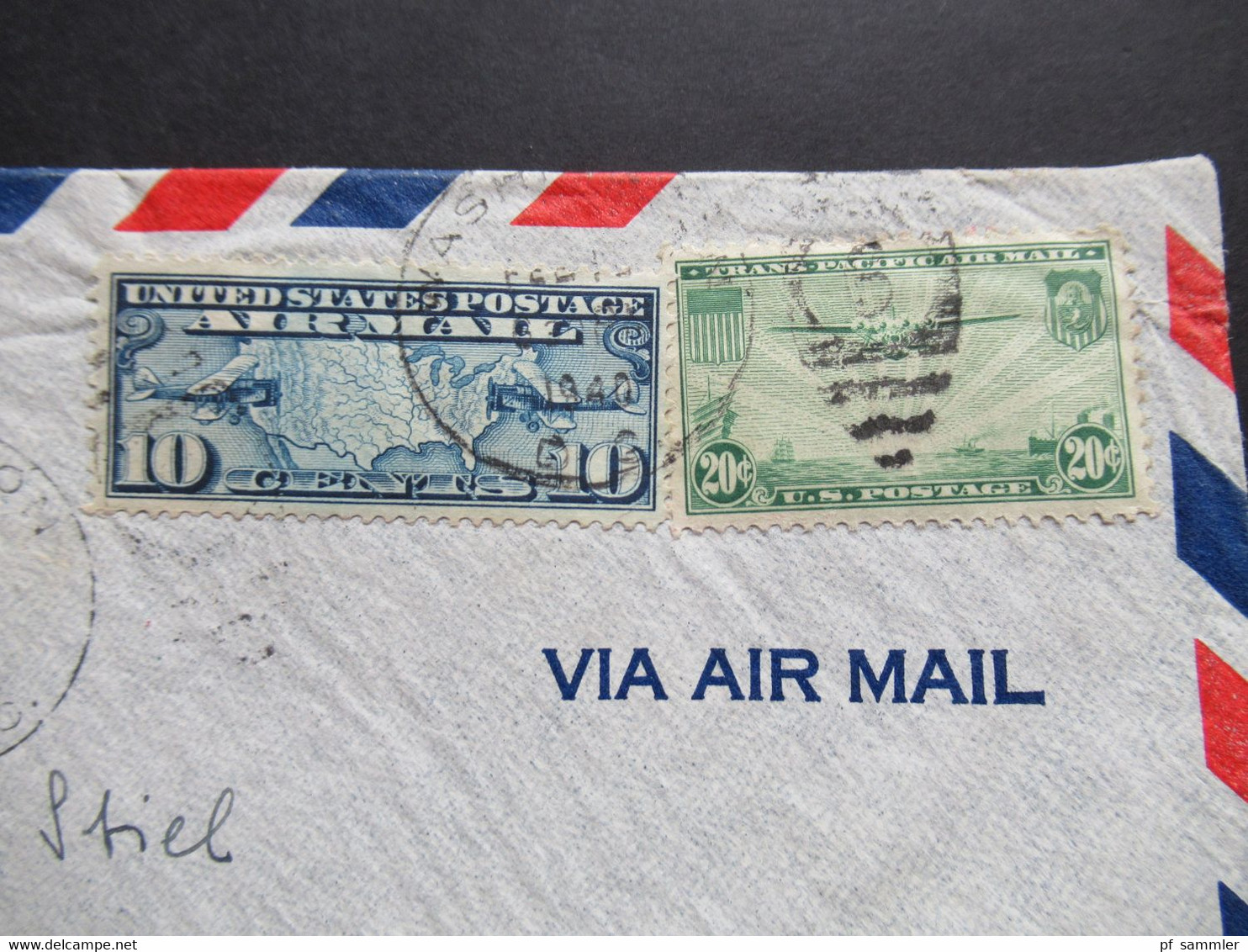 USA 1940 Zensurbeleg Air Mail OKW Mehrfachzensur Mit Flugpostmarken Nr. 400 Und Landkarte Nr. 300 MiF - Lettres & Documents