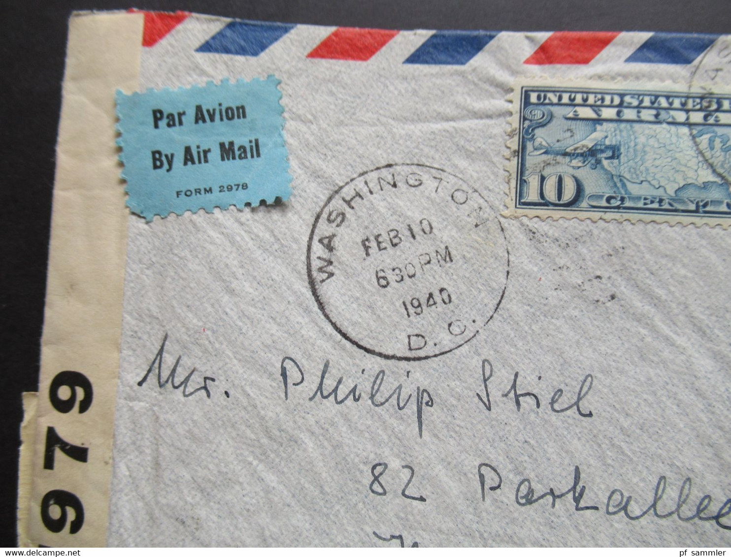 USA 1940 Zensurbeleg Air Mail OKW Mehrfachzensur Mit Flugpostmarken Nr. 400 Und Landkarte Nr. 300 MiF - Storia Postale