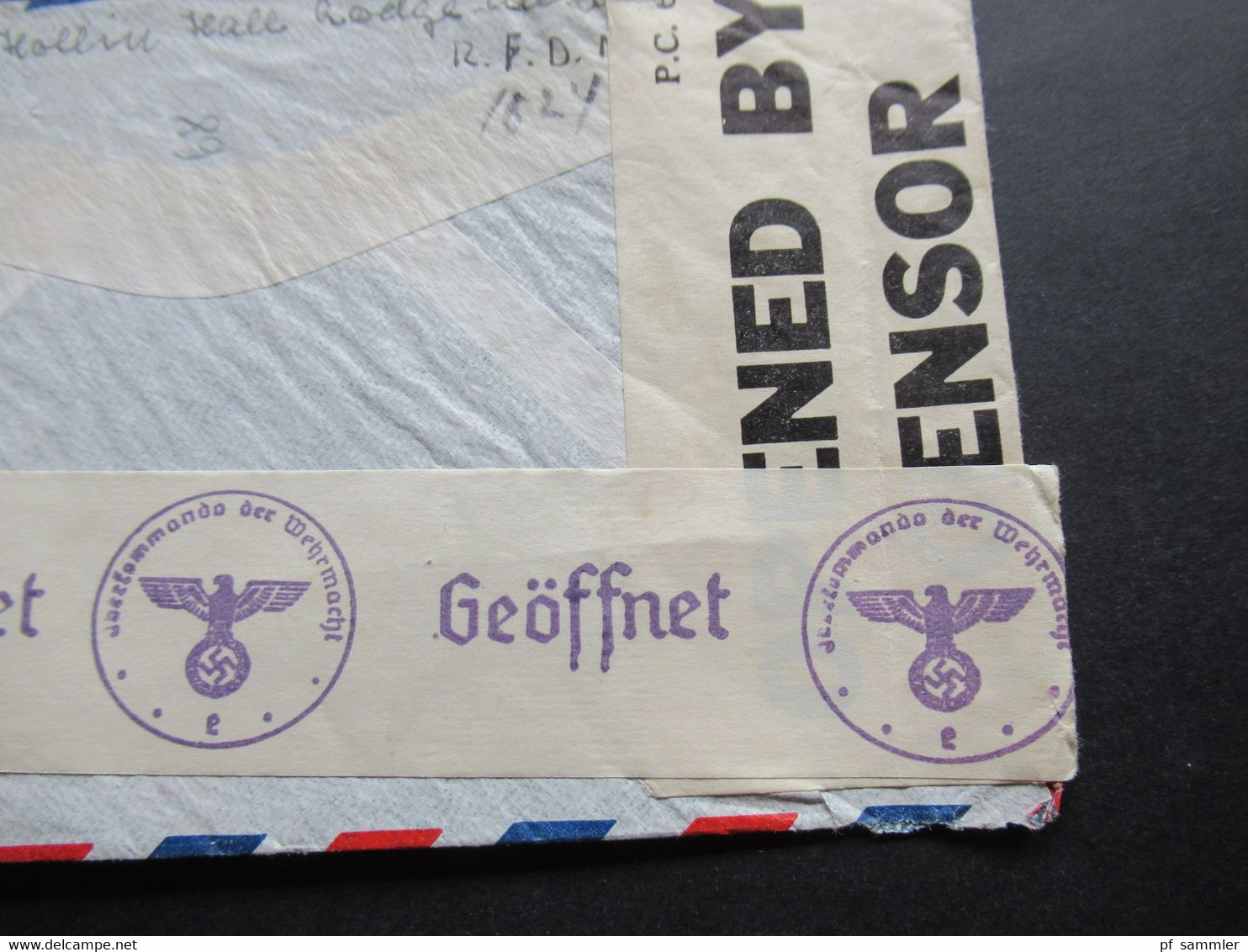 USA 1940 Zensurbeleg Air Mail OKW Mehrfachzensur Mit Flugpostmarken Nr. 400 Und Landkarte Nr. 300 MiF - Cartas & Documentos