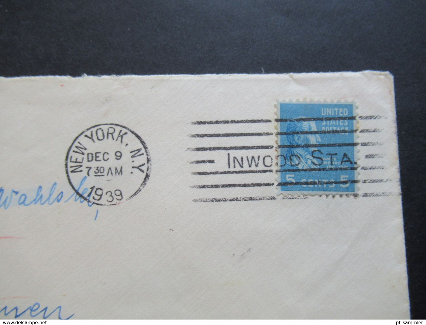 USA 1939 Zensurbeleg Zensurstreifen OKW Geöffnet Nach Bremen Gesendet. Stempel New York Inwood Sta. - Lettres & Documents