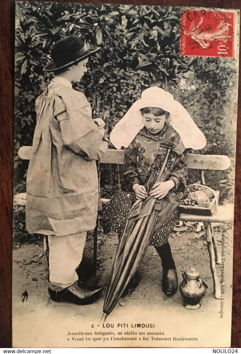 3 Cpa De 1907, Langue D'Oc, Patois Limousin " Lou Piti Limousi " 1,2 Et 3, Folklore-Enfants-Tenues-sabots-parapluie) 87 - Limousin