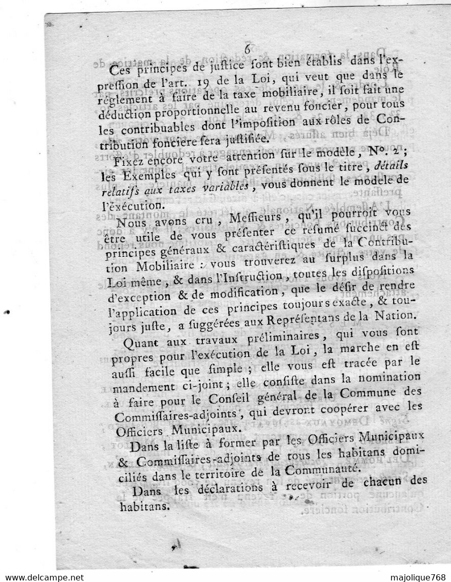 lettre envoyé par l'Assemblé Nationale le 31 Mars 1792  aux administrateurs composant le directoire du département de