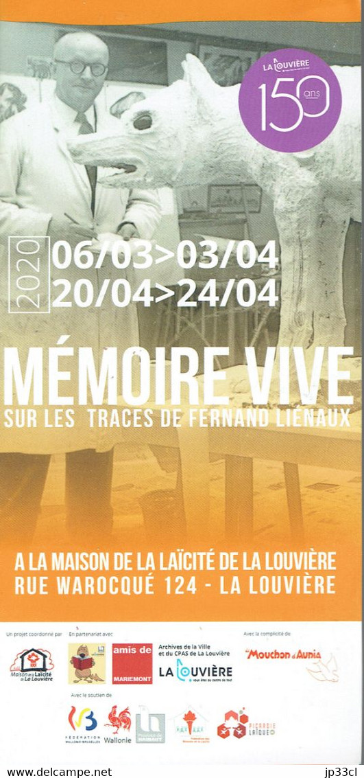 Dépliant Annonçant L'expo "Sur Les Traces De Fernand Liénaux" (La Louvière, Mars 2020) - Programmes