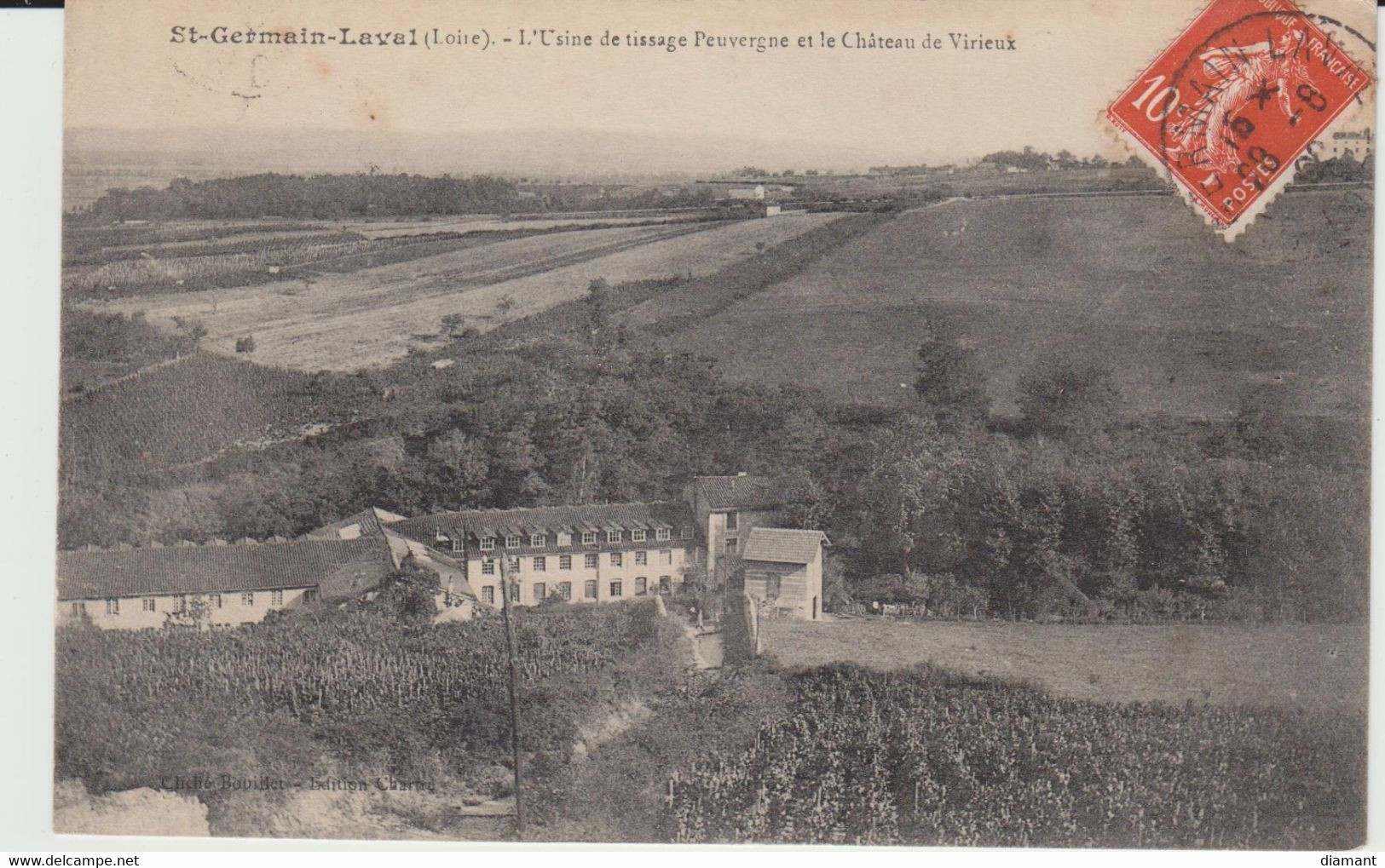 SAINT GERMAIN LAVAL (42) - L'Usine De Tissage Peuvergne Et Le Château De Virieux - Bon état - Saint Germain Laval