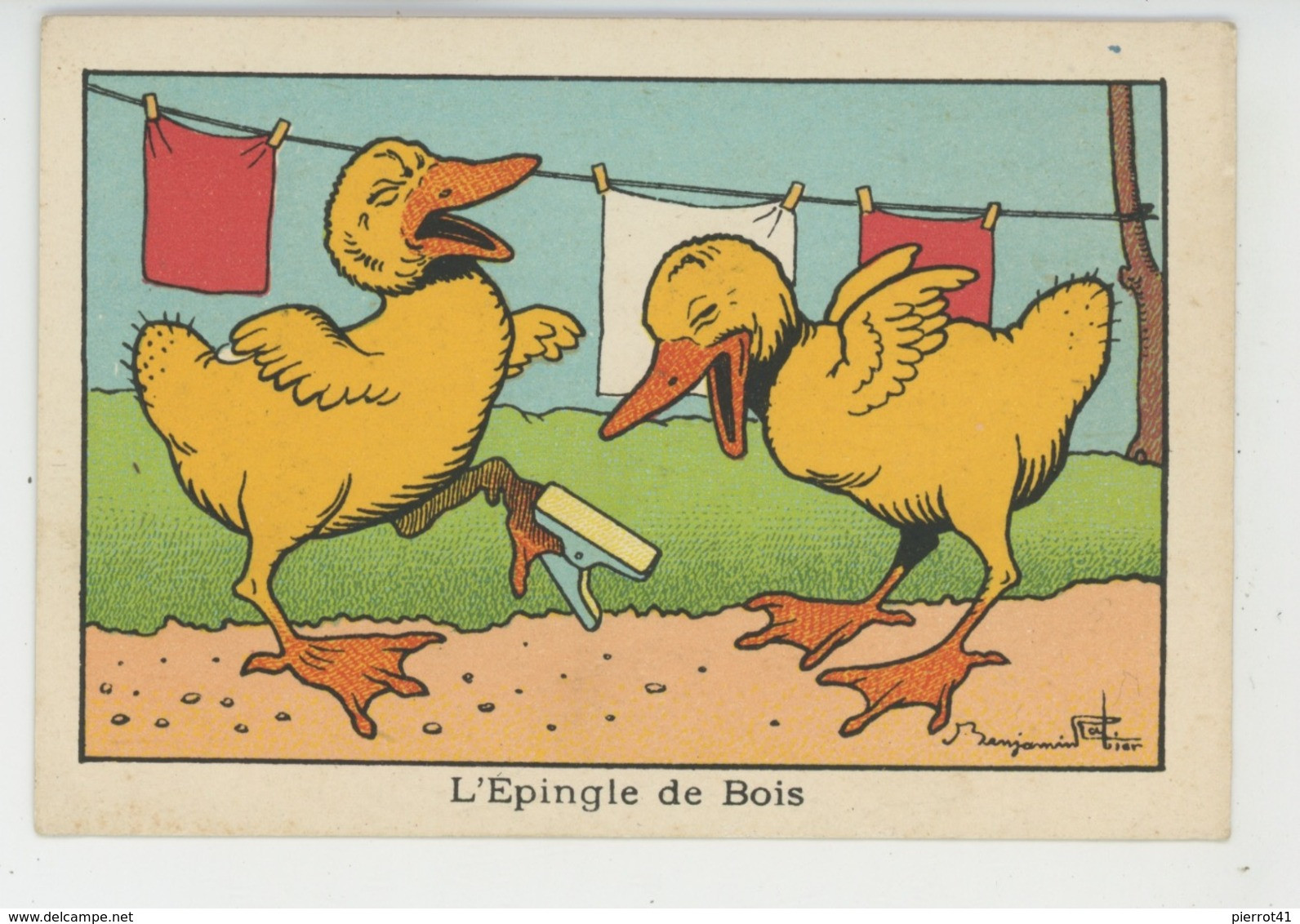 Illustrateur BENJAMIN RABIER - Petits Canards Avec épingle à Linge "L'Epingle De Bois" - Pub Pour LA BLÉDINE JACQUEMAIRE - Rabier, B.