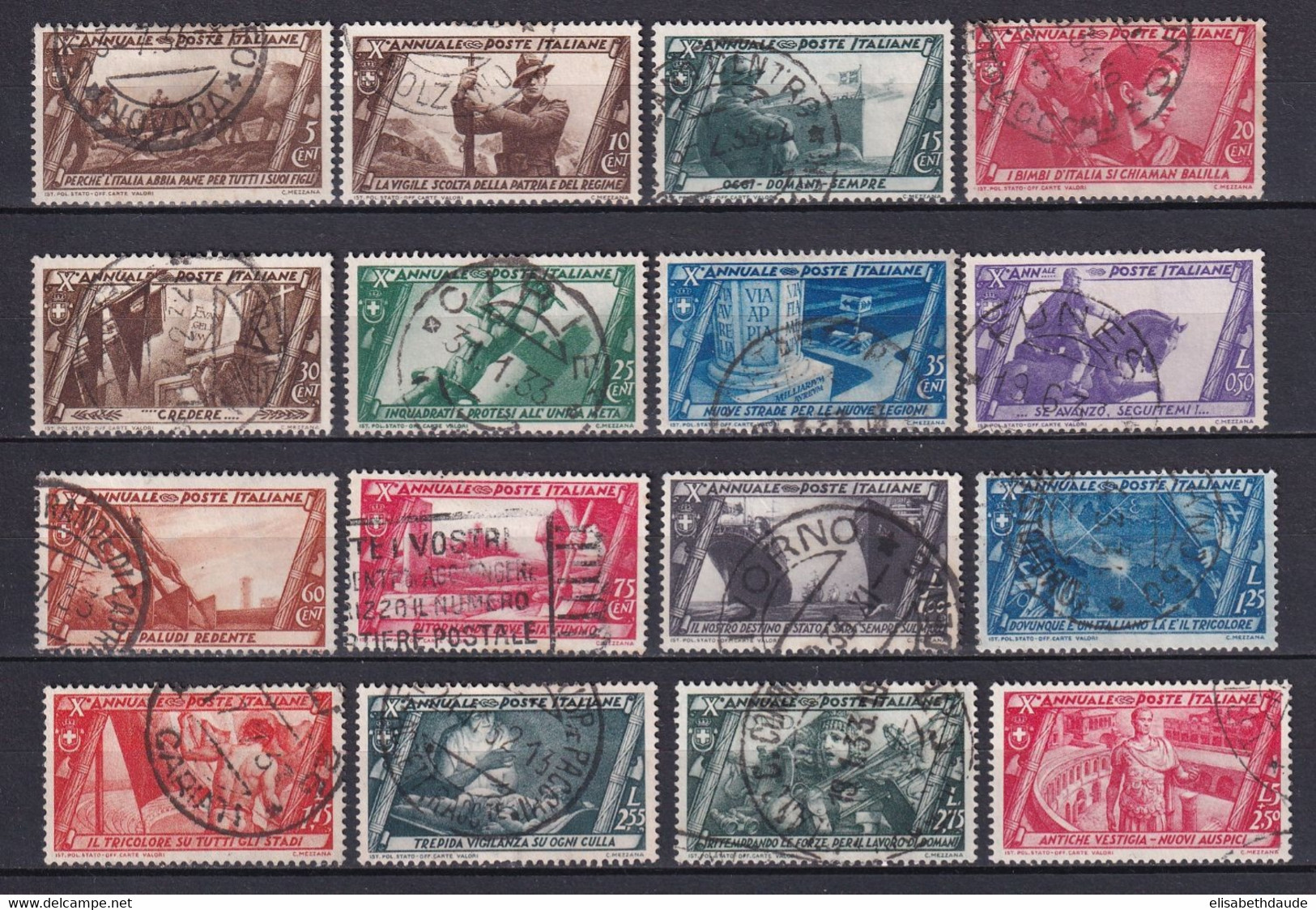 ITALIE - SERIE COMPLETE YVERT N° 305/320 OBLITERES - COTE = 175 EUR. - Oblitérés