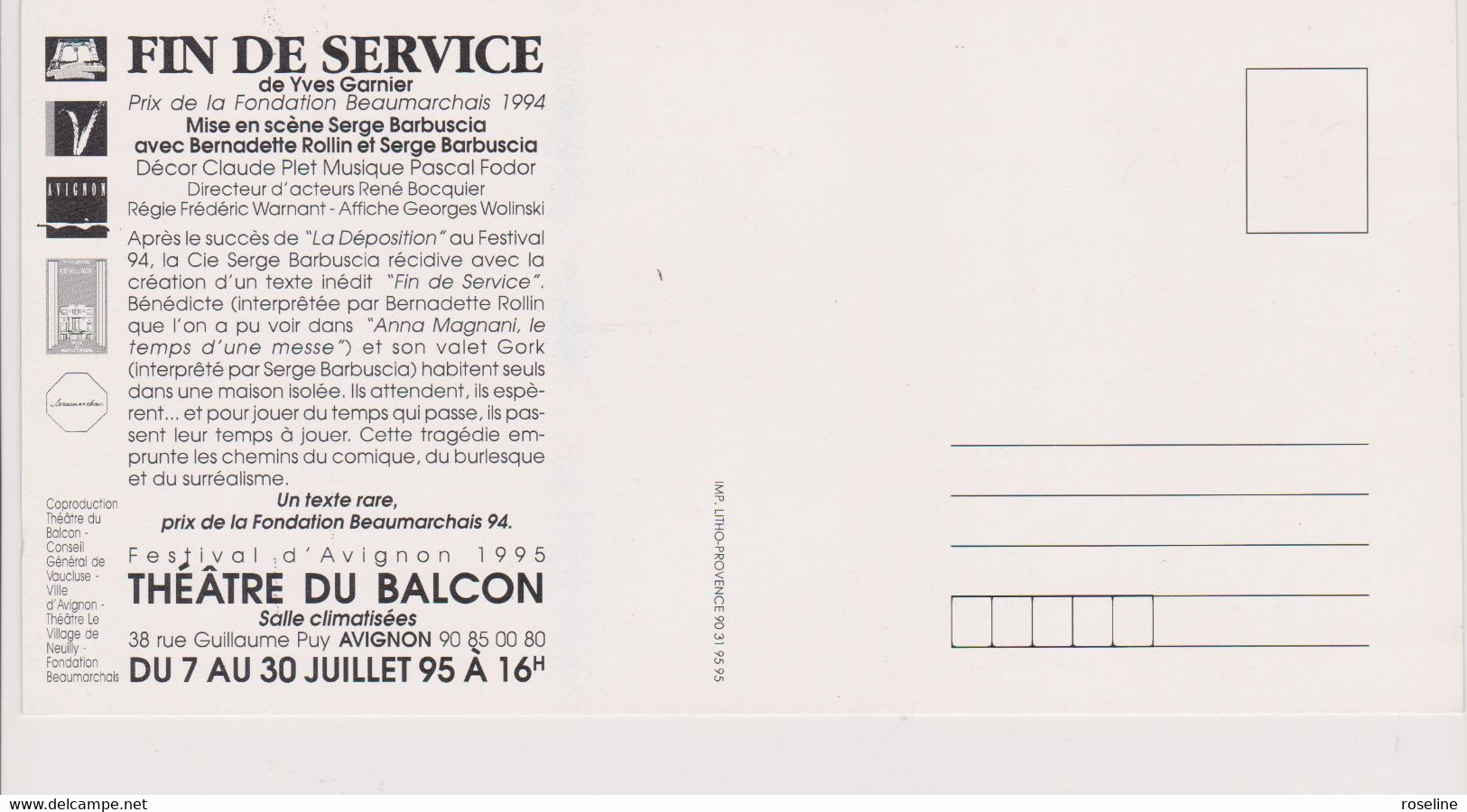 WOLINSKI - Fin De Service Festival Avignon Theatre Tete De Mort   - CPM 10,5x21 TBE 1995 Neuve - Wolinski