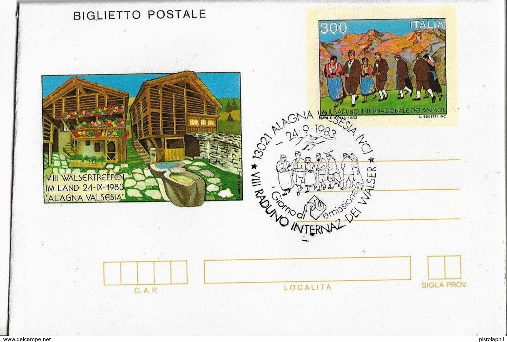 Biglietto Postale RADUNO INTERNAZ. VALSESIA 1983; AS_Alagna Valsesia - Entiers Postaux