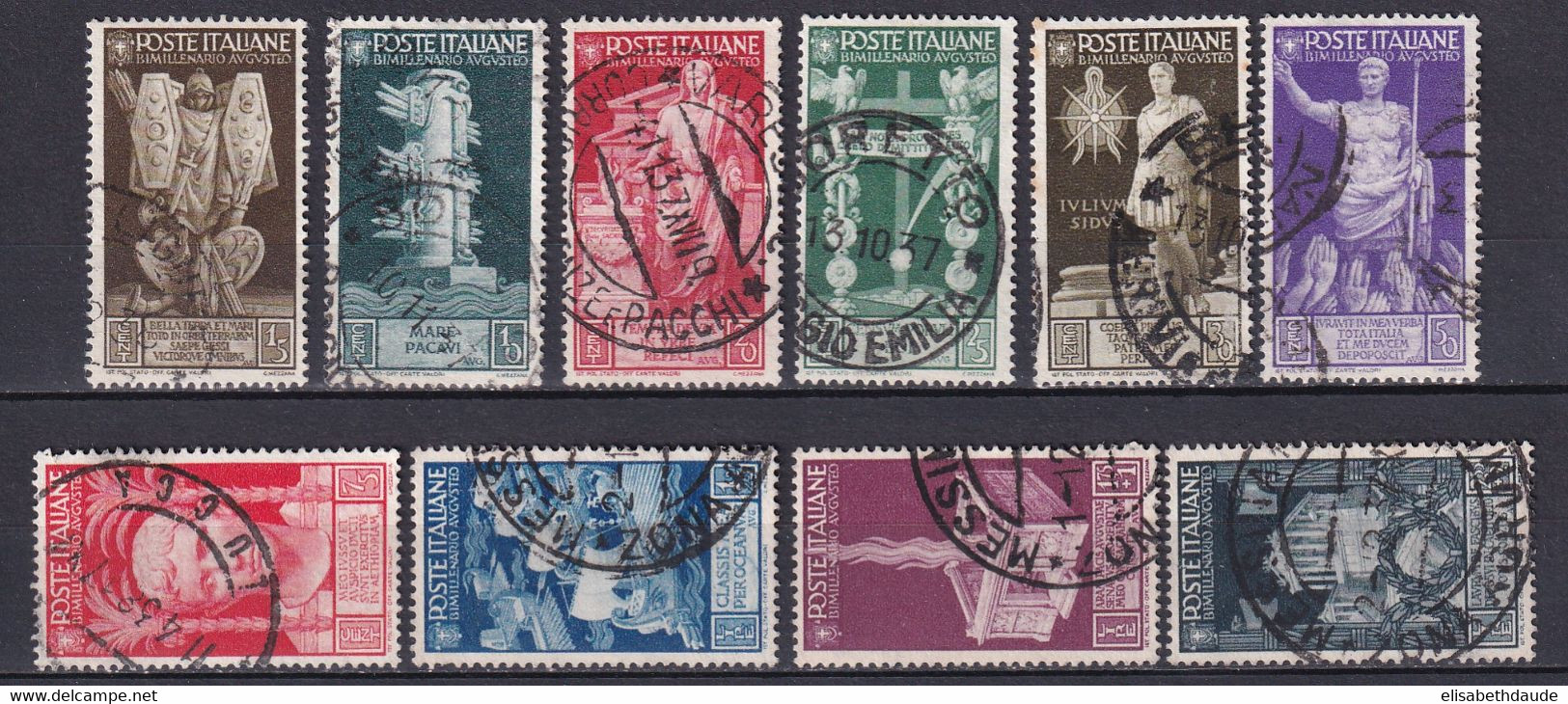 ITALIE - 1937 - YVERT N°396/405 OBLITERES Signés NEWIGER BPP - COTE Sassonne = 275 EUR. - - Used