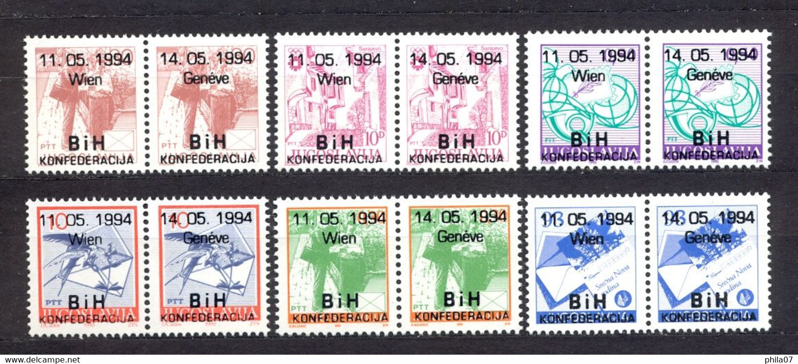 BOSNIA AND HERZEGOVINA War 1991-1995 - Overprint On Stamps Of Yugoslavia In Horizontal Pairs And In Two Type, Private Is - Bosnia And Herzegovina