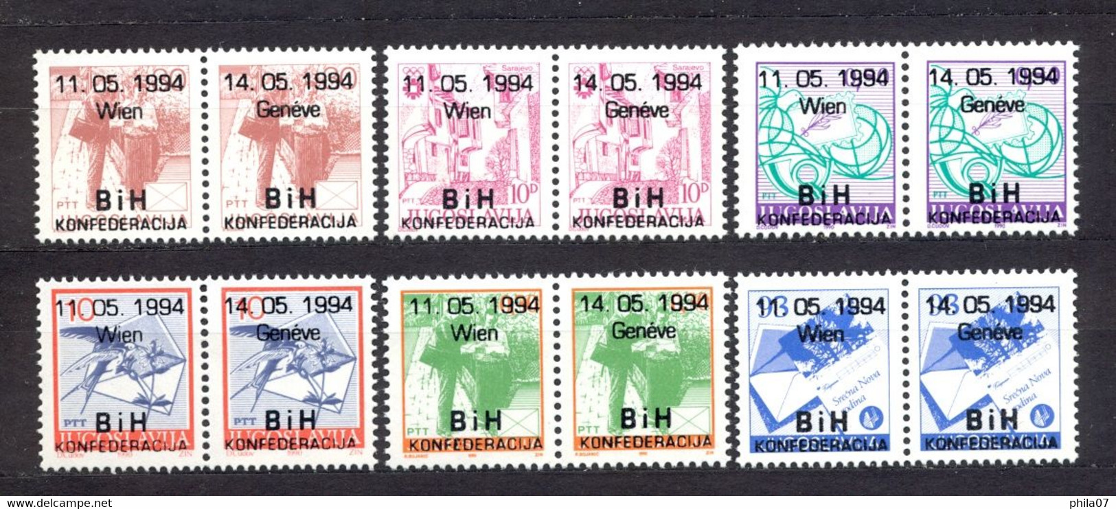 BOSNIA AND HERZEGOVINA War 1991-1995 - Overprint On Stamps Of Yugoslavia In Horizontal Pairs And In Two Type, Private Is - Bosnien-Herzegowina