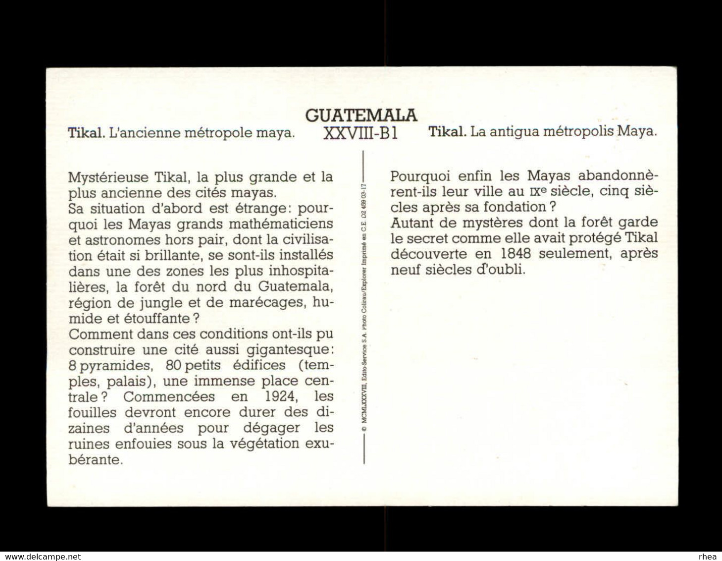 GUATEMALA - TIKAL  - Métropole Mayal - Guatemala