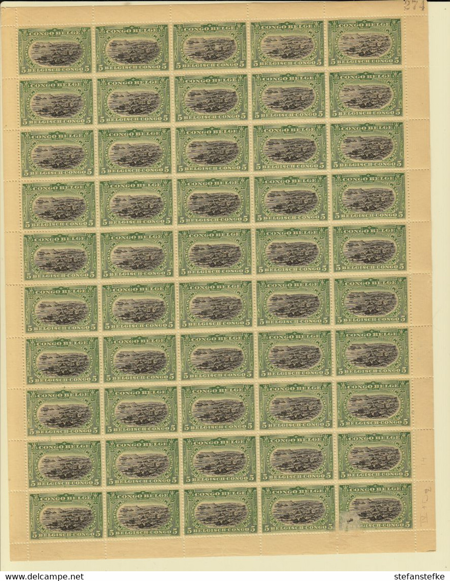 Congo Belge Ocb Nr:  54 ** MNH (zie Scan) IV D2  3 Timbres Abimé - Feuilles Complètes