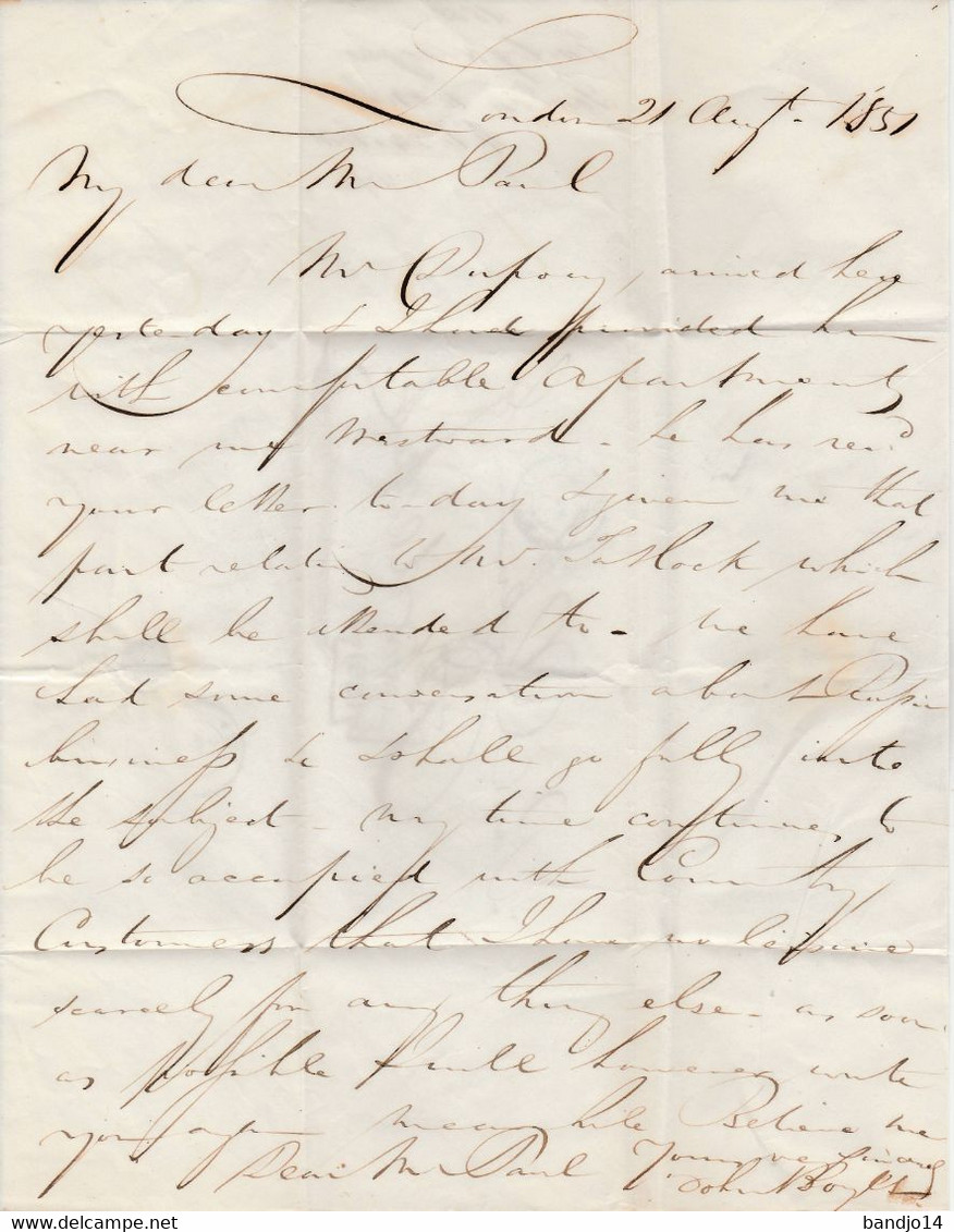 1851 - Lettre De Londres Pour Bordeaux - Cachet "croix De Malte" + Marque D'entrée "ANGL CALAIS " - 1849-1876: Periodo Classico