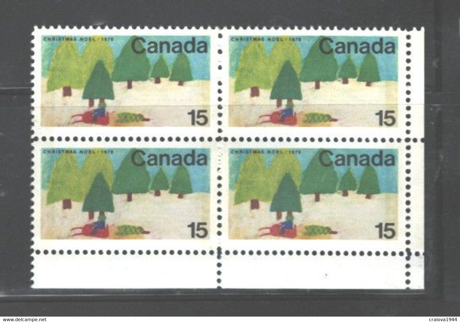 CANADA 1970 'CHRISTMAS" #530p W2B COMMERCIAL P.B. LR, MNH - Num. Planches & Inscriptions Marge