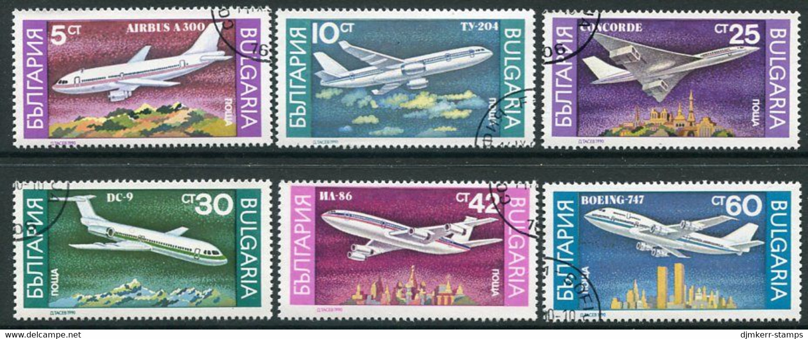 BULGARIA 1990  Passenger Aircraft  Used.  Michel 3858-63 - Usati