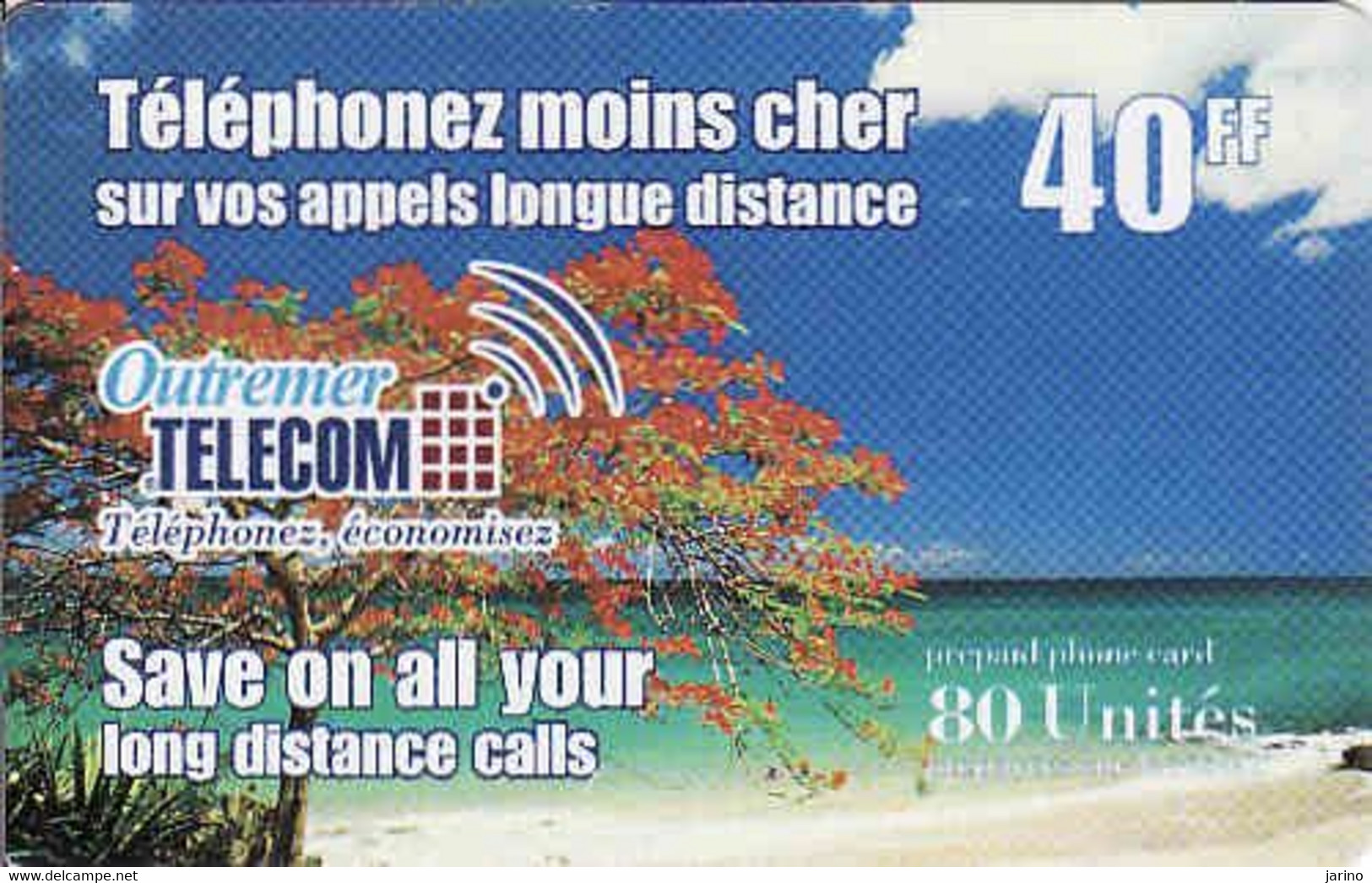 French Antilles, Guadeloupe, Martinique,.. Outreme Telecom, 40 FF, 80 Unites, Used - Antillen (Französische)