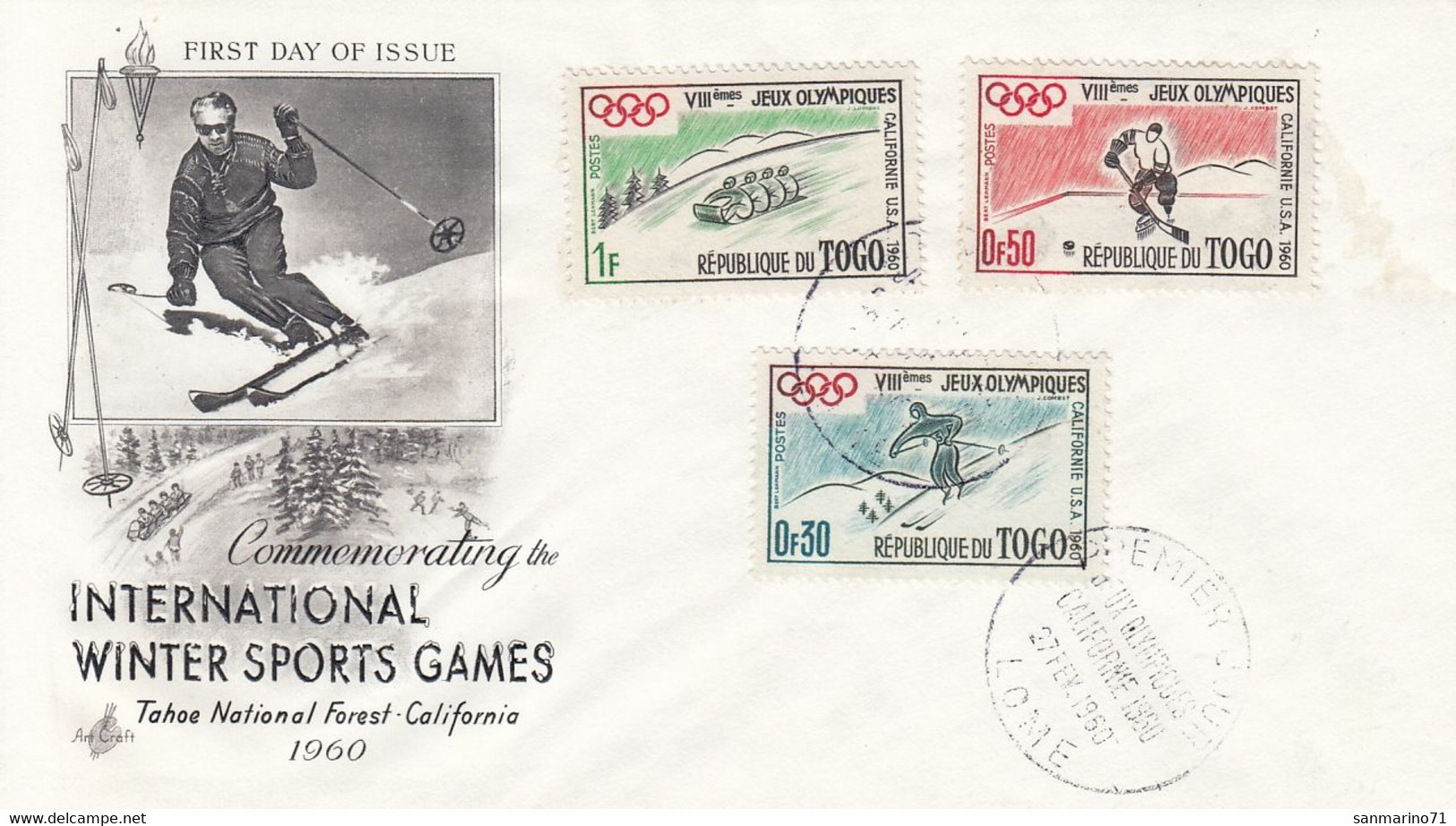 FDC TOGO 276-278 - Inverno1960: Squaw Valley