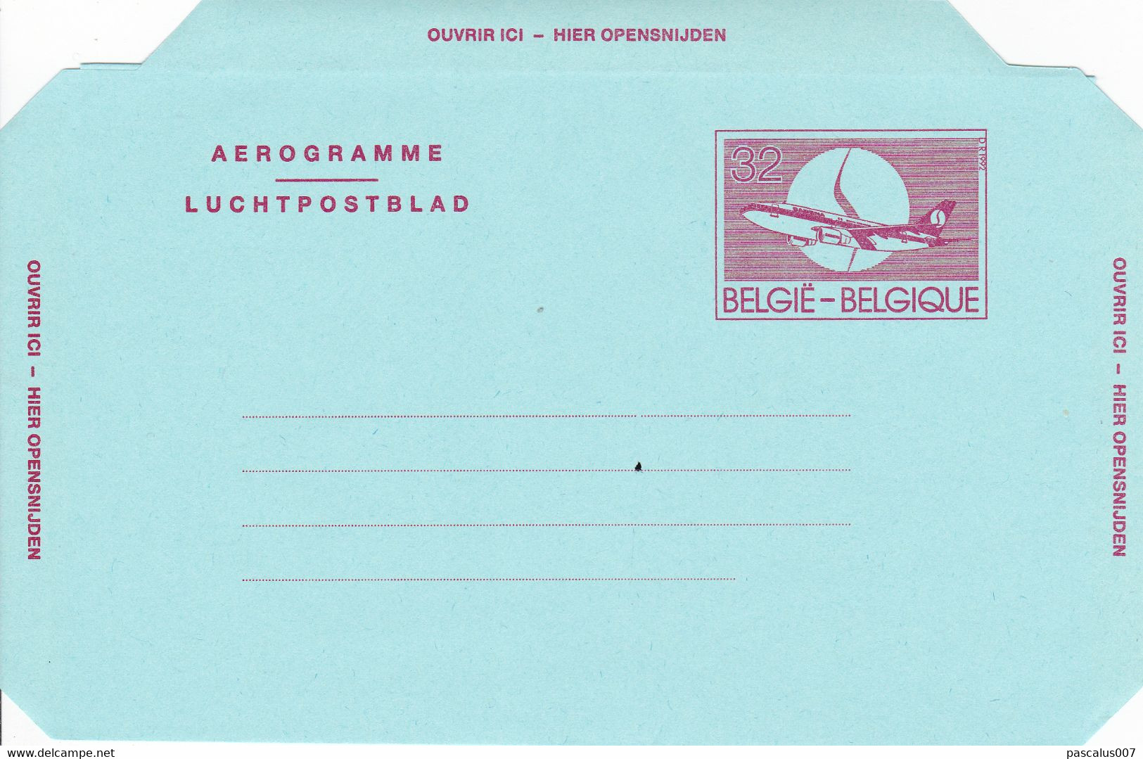 B01-280 Entier Postal - Aérogramme N°24 I FN - Sabena Avion Airbus Devant Un Cercle S - 32 F De 1993 - Aerogrammi