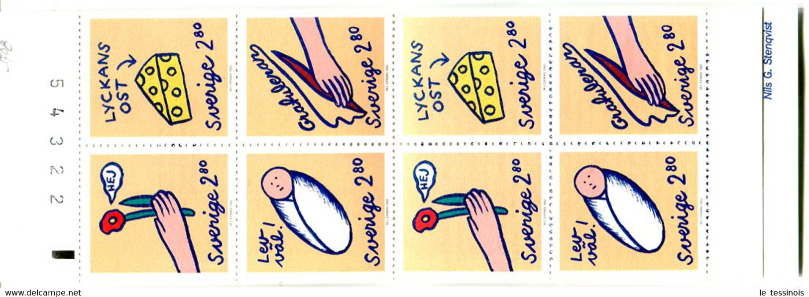 Carnet Suède N° 1708 -Couv.  Écrit TP : Voeux , Main Tendant Une Fleur, Plume Nouveau Né Fromage - Zonder Classificatie