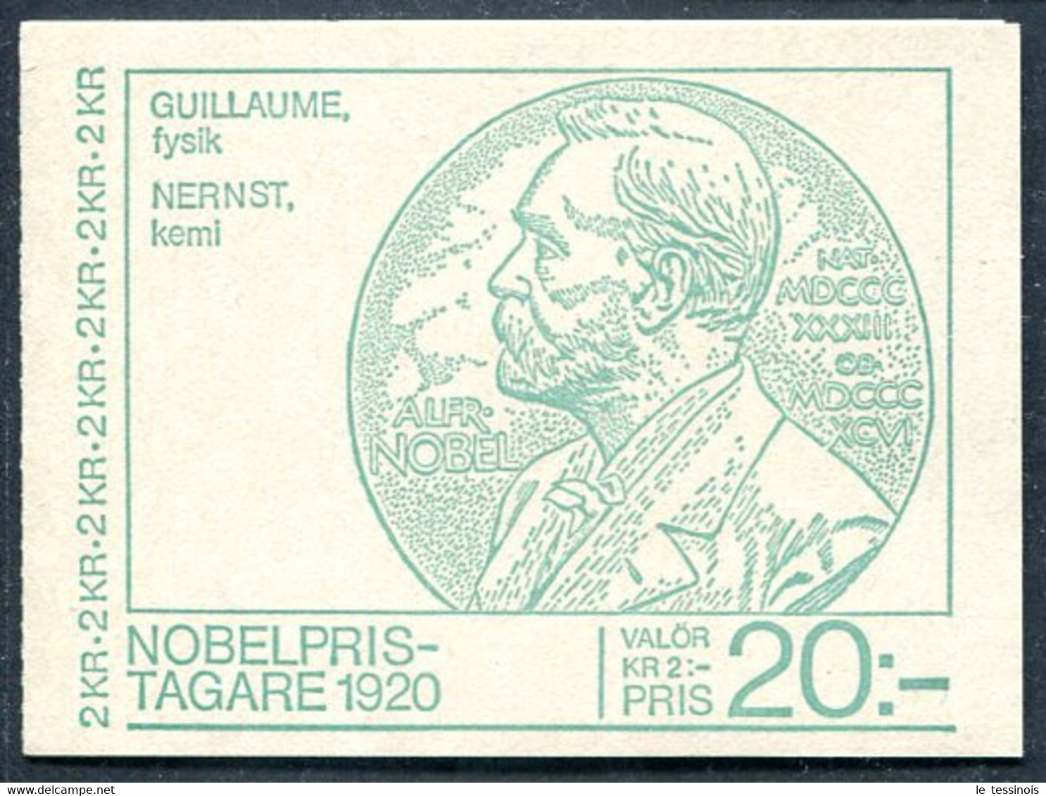 Carnet Suède N° 1112  - Couv. Nobel - TP :Lauréqts Du Nobel 1920 : Guillaume Et Hernst. - Non Classificati