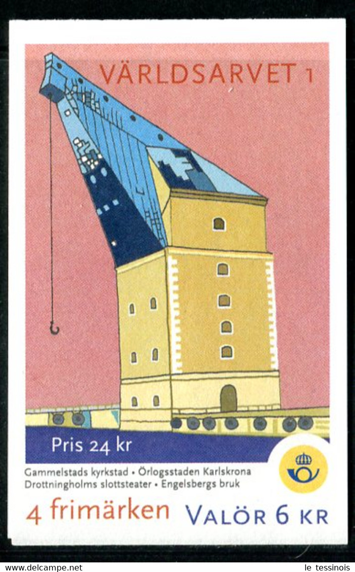 Carnet Suède N° 2197  - Couv. Grue- TP : Théâtre, Usine, Église Médiévale. - Sin Clasificación