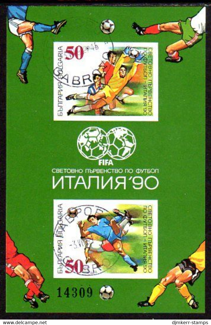 BULGARIA 1990  Football World Cup Imperforate Block Used.  Michel Block 209B - Used Stamps