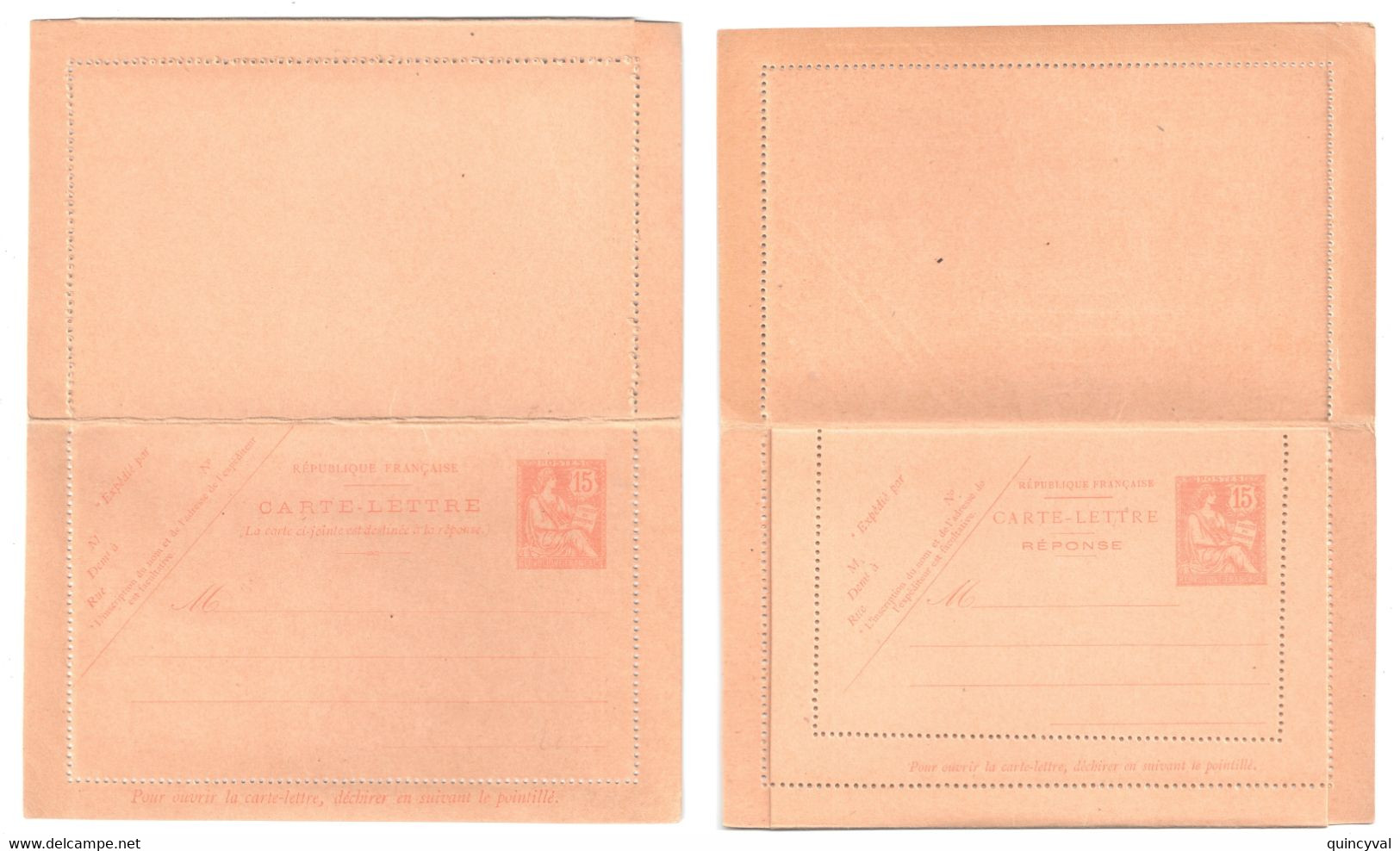 Carte Lettre Entier 15c Mouchon AVEC REPONSE Payée Yv 125 CLRP1 Storch E5 - Cartoline-lettere