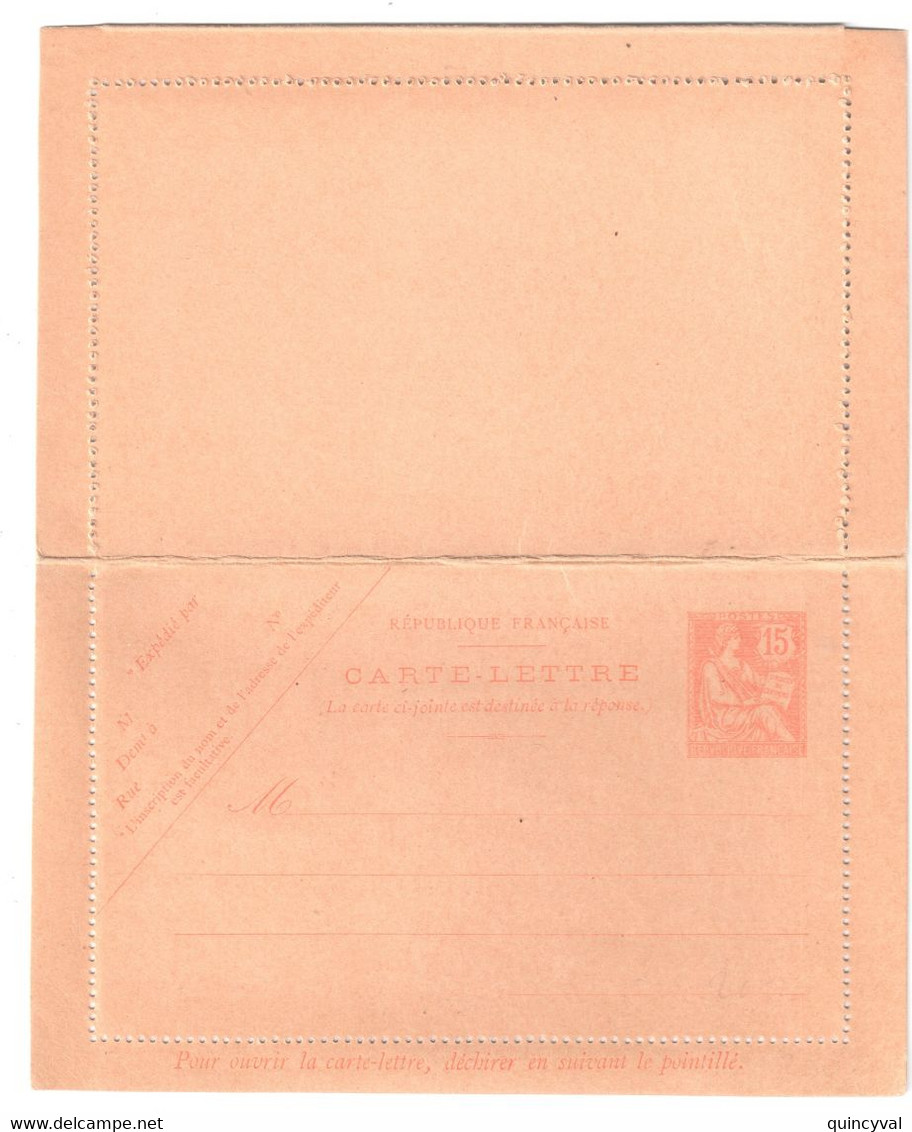 Carte Lettre Entier 15c Mouchon AVEC REPONSE Payée Yv 125 CLRP1 Storch E5 - Cartes-lettres