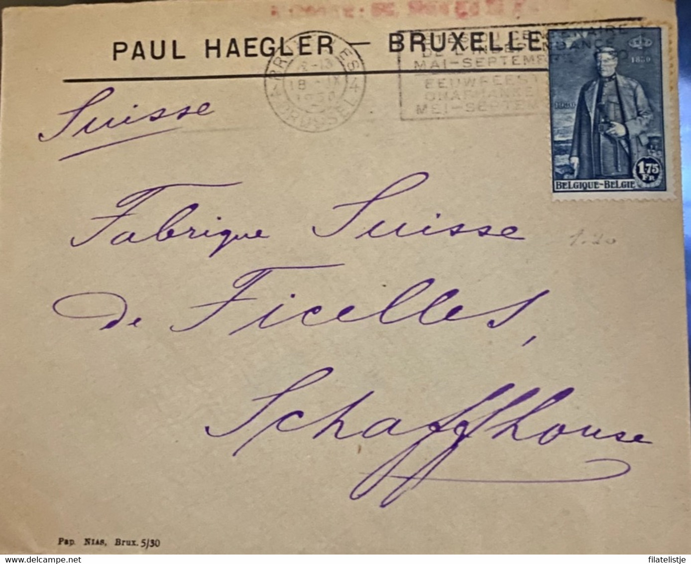 Enveloppe Uit 1930 Van Paul Haegler - Cartas & Documentos