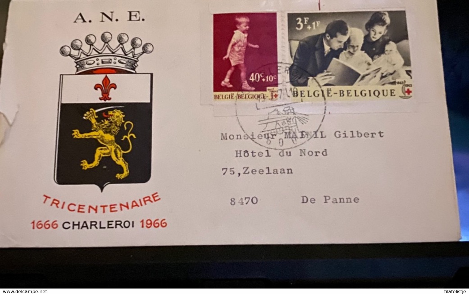 Enveloppe 300 Jaar Charleroi Uit 1966 Met Rode Hruiszegels - Storia Postale