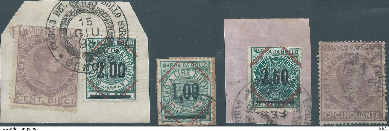 ITALIA - ITALY- ITALIE - ITALIEN - Kingdom Of Italy 1870-88 , Marca Da Bollo,Revenue Stamps Tax Fiscal,Obliterated - Fiscaux