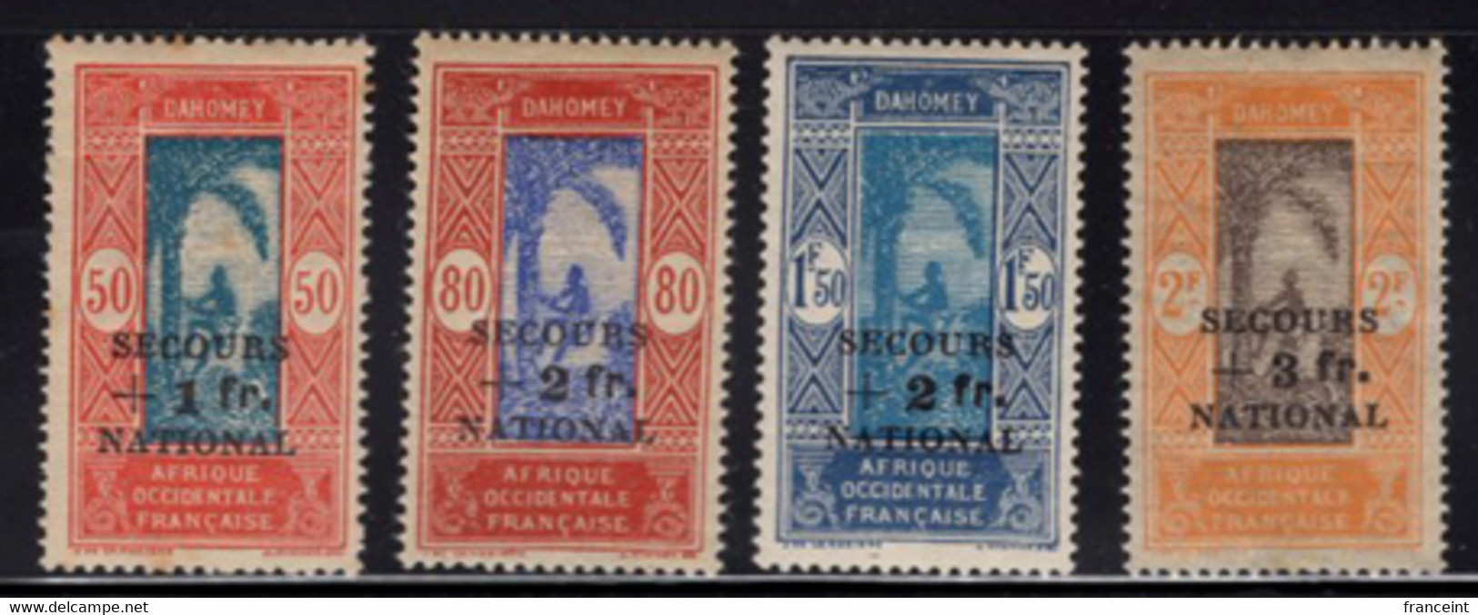 French Colonies (1941) Secours National DAHOMEY. Complete Set MNH. Scott Nos B8-11. - 1941 Secours National