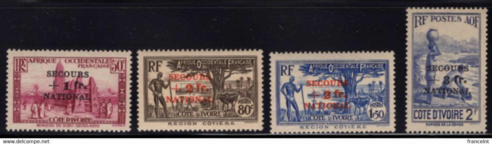 French Colonies (1941) Secours National IVORY COAST. Complete Set MNH. Scott Nos B8-11. - 1941 Secours National