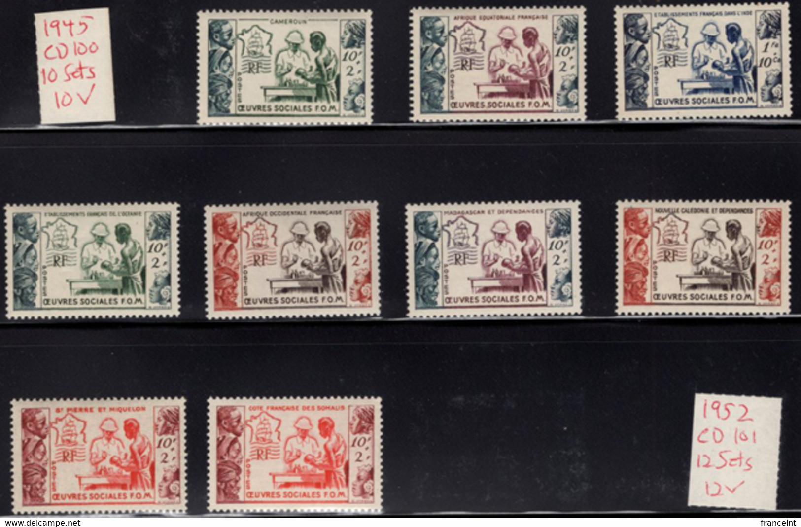 French Colonies (1950) Tropical Medicine Common Design. Complete Set Of 9 MNH. - 1950 Œuvres Sociales De La France D'Outre-Mer