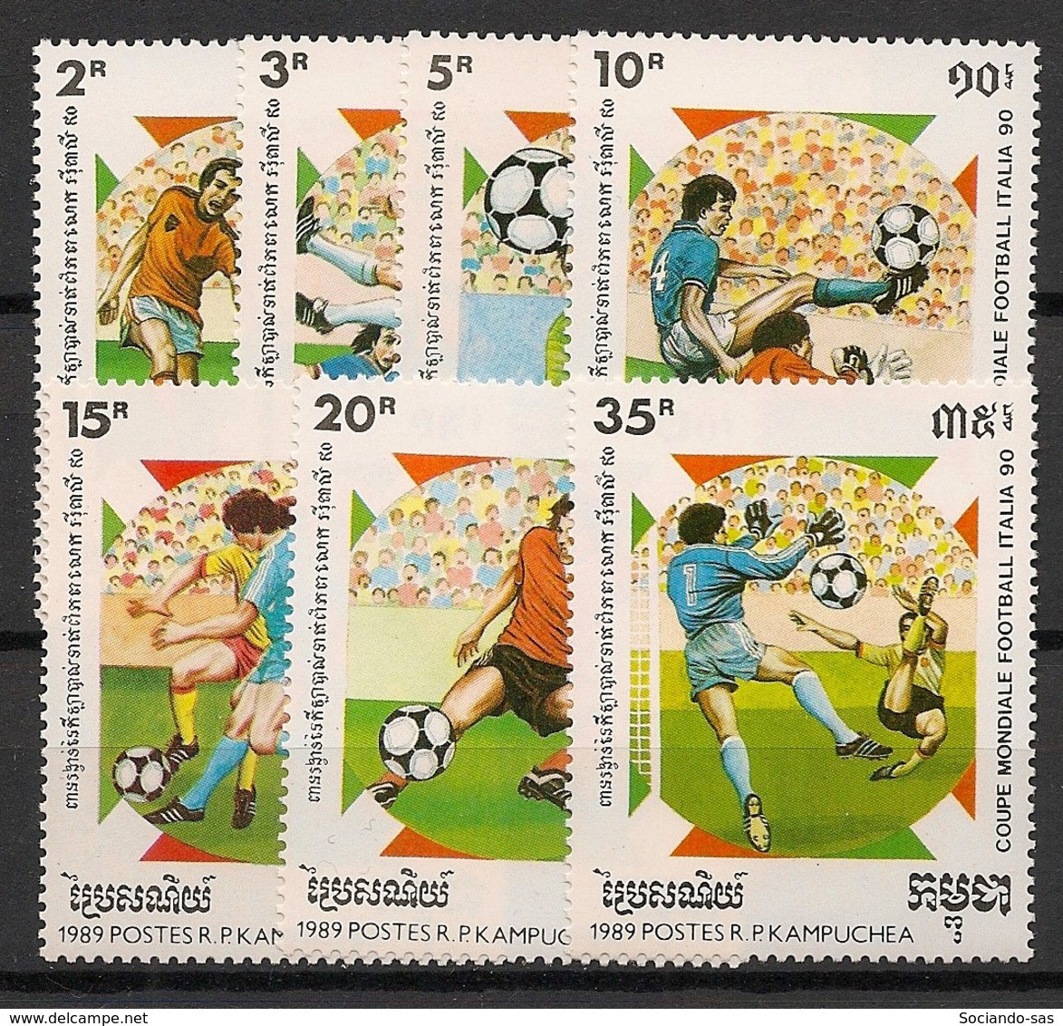 Kampuchea - 1989 - N°Yv. 857 à 863 - Football World Cup Italia 90 - Neuf Luxe ** / MNH / Postfrisch - Kampuchea