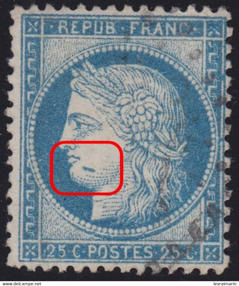 N°60C Avec Variété Balafre Bleue Sur La Joue, TB - 1871-1875 Ceres