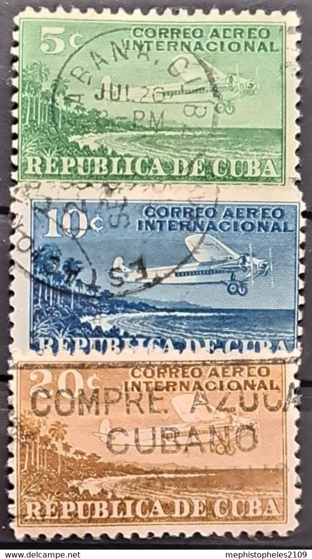 CUBA 1931 - Canceled - Sc# C4, C5, C7 - Airmail