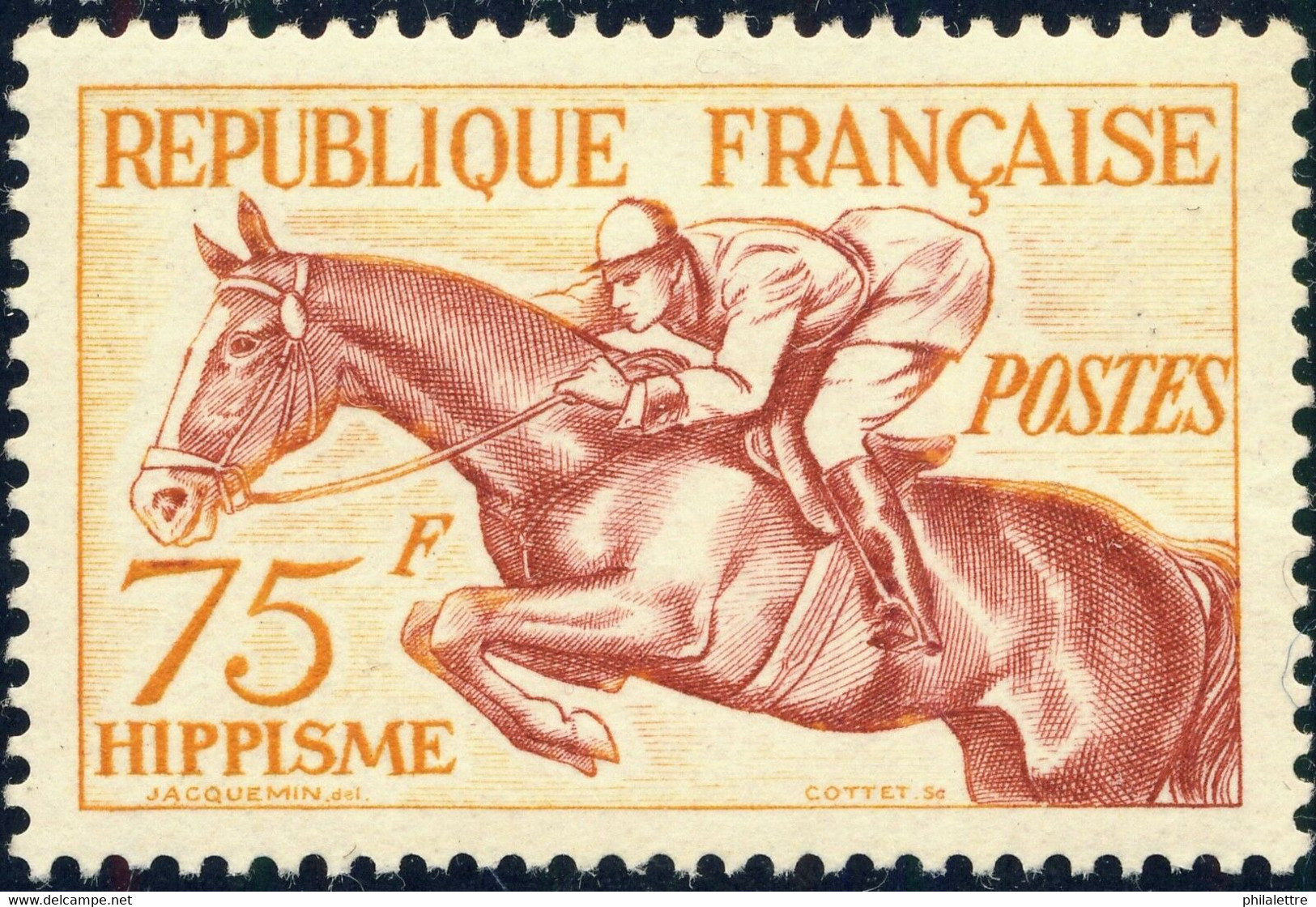 FRANCE 1953 - Yv.965 / Mi.983 75fr Hippisme / Horse Racing - Neuf* - Nuovi