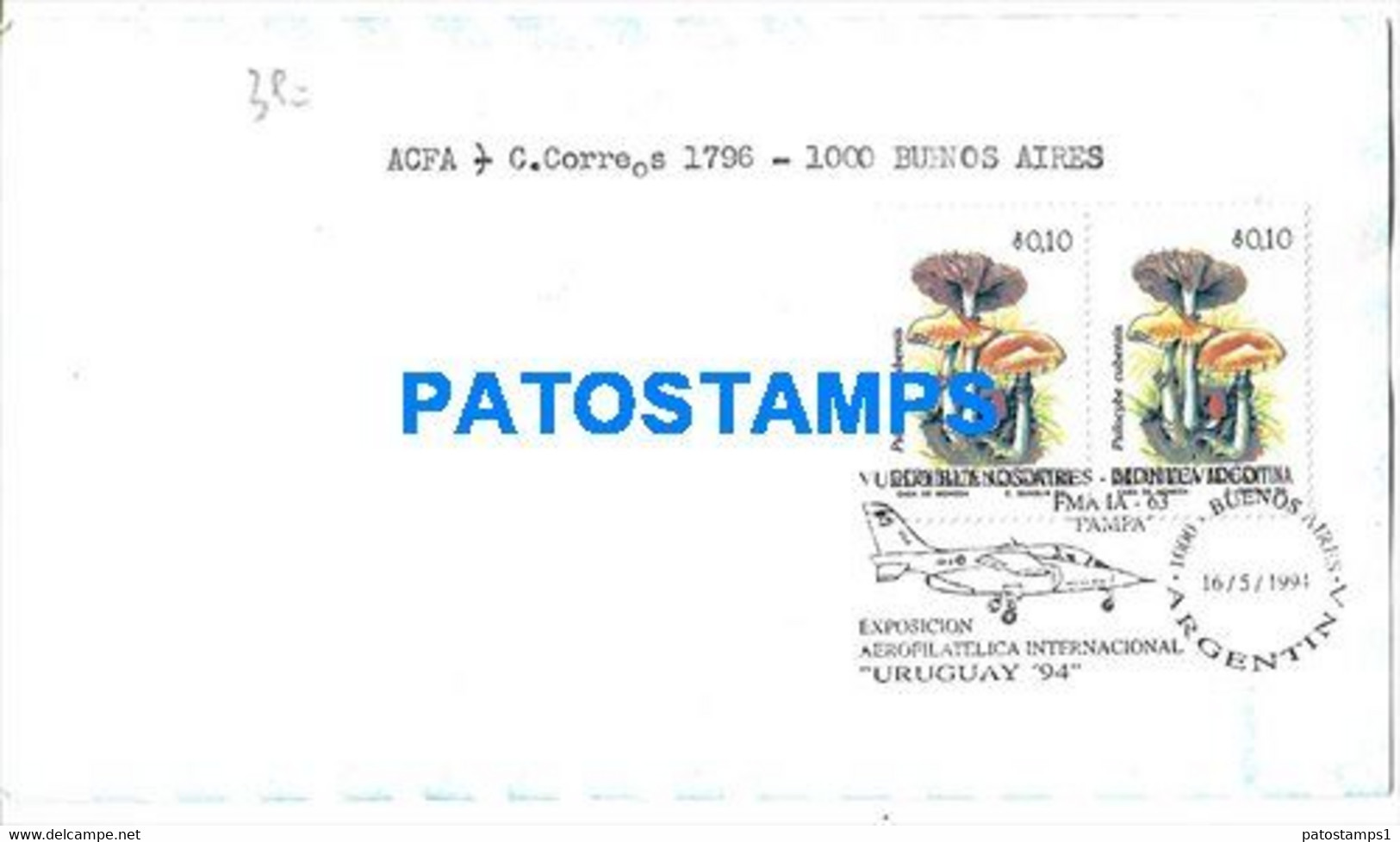151298 ARGENTINA BUENOS AIRES CANCEL AVIATION VUELO EXPOSICION INTERNACIONAL YEAR 1994 CIRCULATED TO URUGUAY NO POSTCARD - Storia Postale