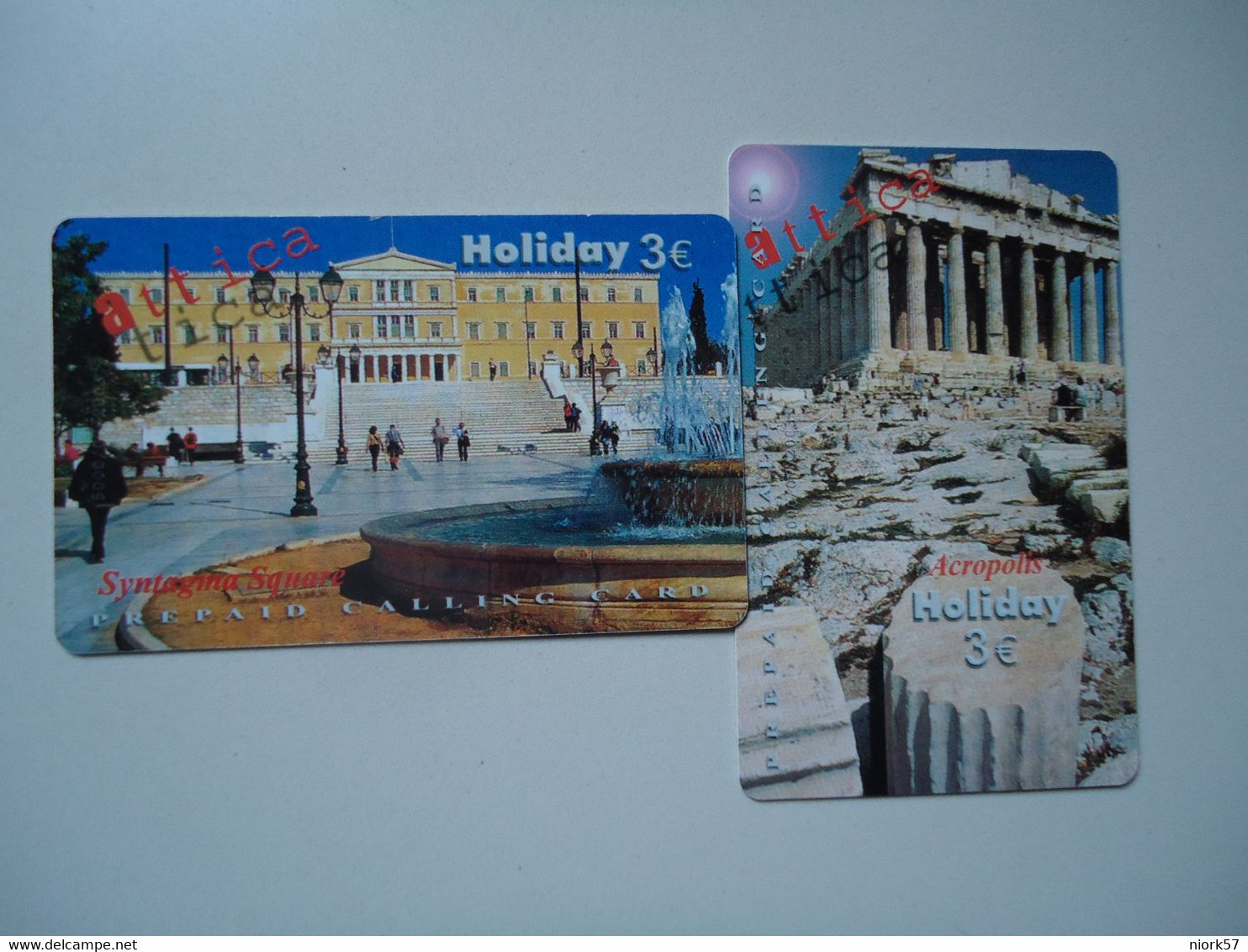 GREECE  2  USED PREPAID CARDS  MONUMENTS LADSCAPES EMPLE APHAIA - Landschaften