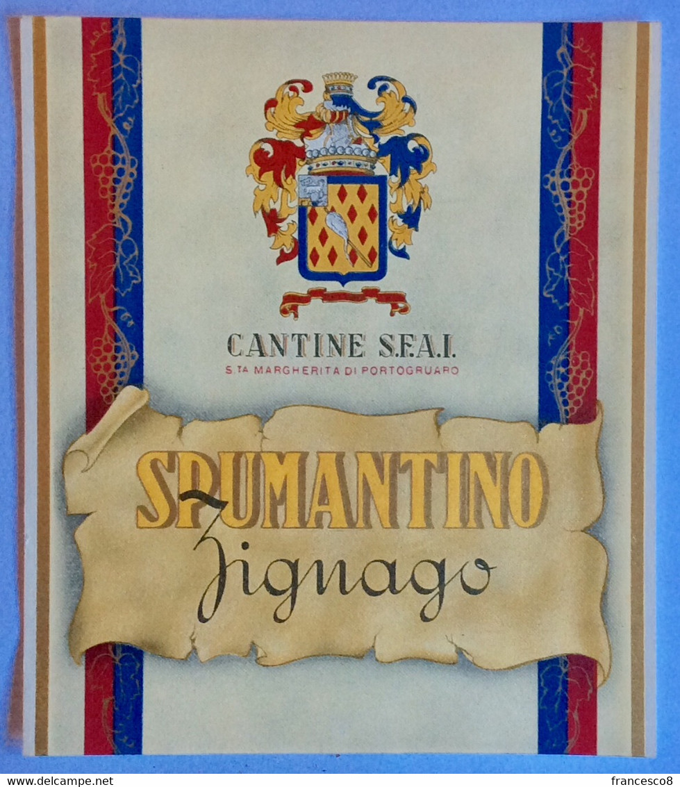 SPUMANTINO ZIGNAGO CANTINE SFAI SANTA MARGHERITA DI PORTOGRUARO/ Spumante / Venezia / Vino - Altri & Non Classificati