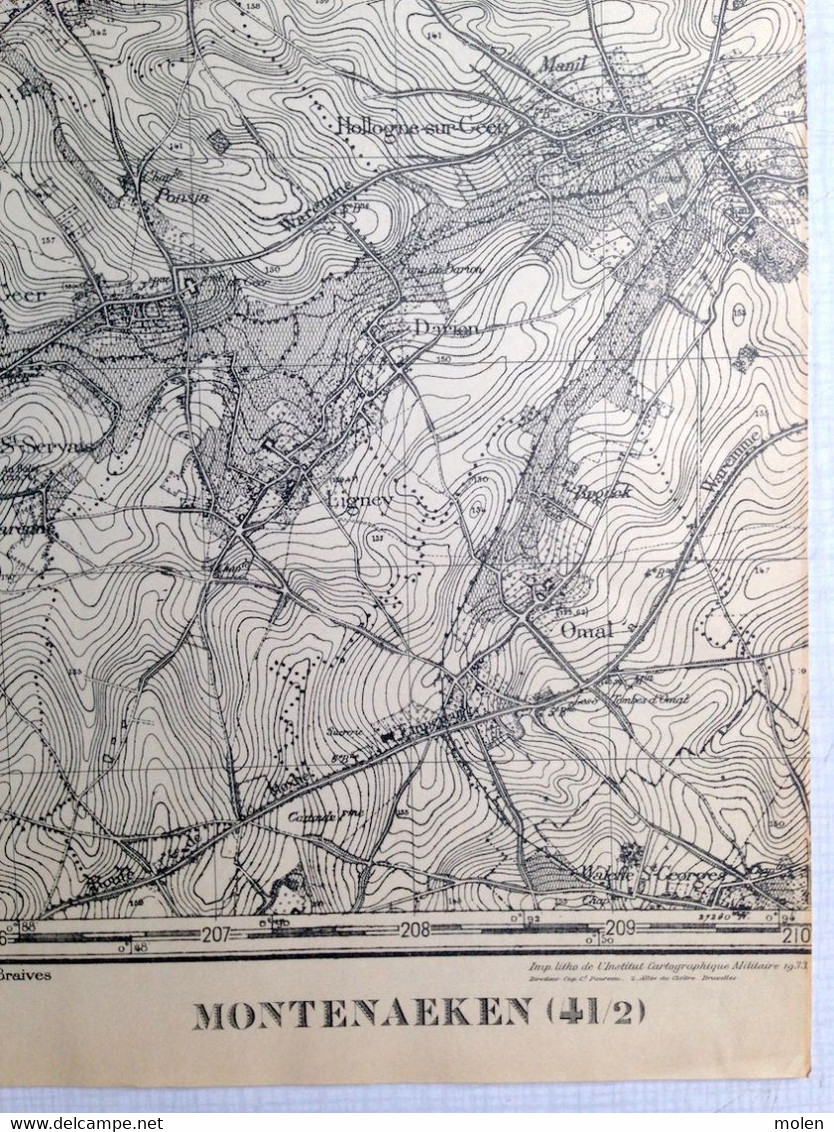 Situation 1903 MONTENAKEN Gingelom CARTE D ETAT MAJOR 41/2 BERLOZ HOLLOGNE VORSEN ROSOUX CORSWAREM TROGNEE ABOLENS S747 - Gingelom